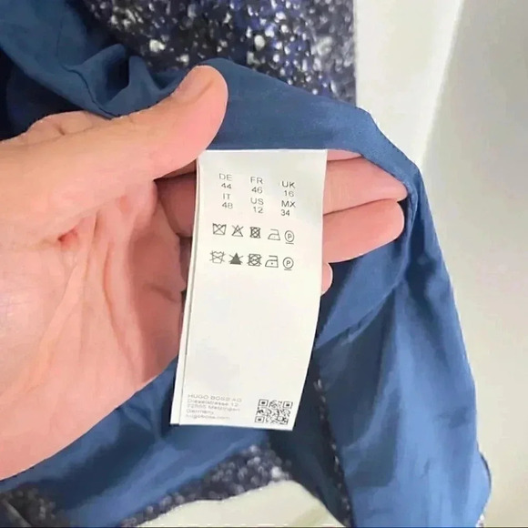 Hugo Boss Julira Tweed Suit Jacket In Pilot Fantasy Fringe Collar - Picture 6 of 7